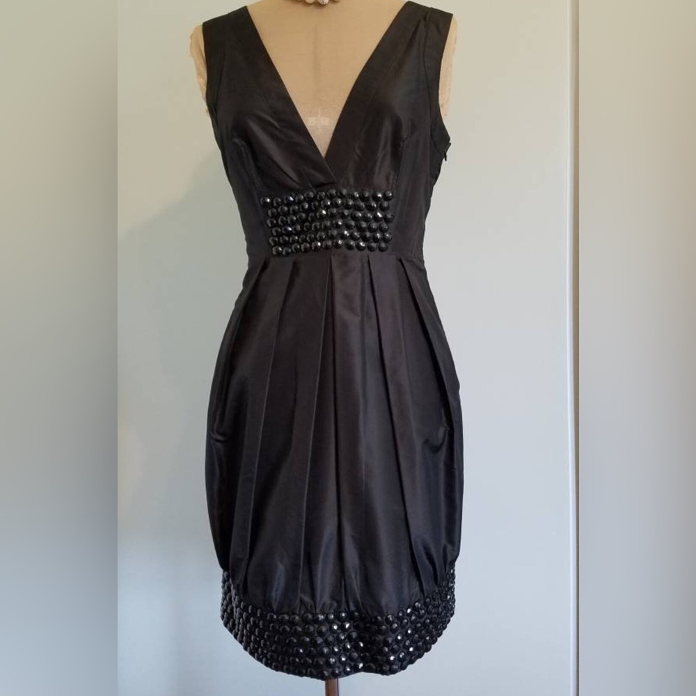 Bebe Beaded Silk Black Dress